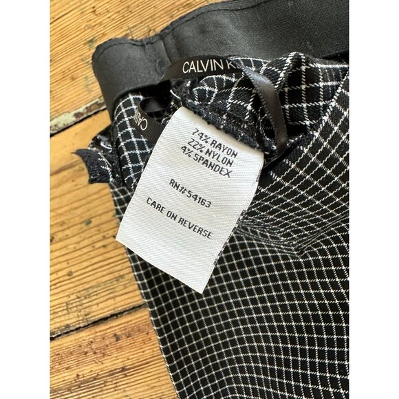 Calvin Klein Womens Black White Pants 4 dress pants skinny rayon elastic pull on - Picture 5 of 8